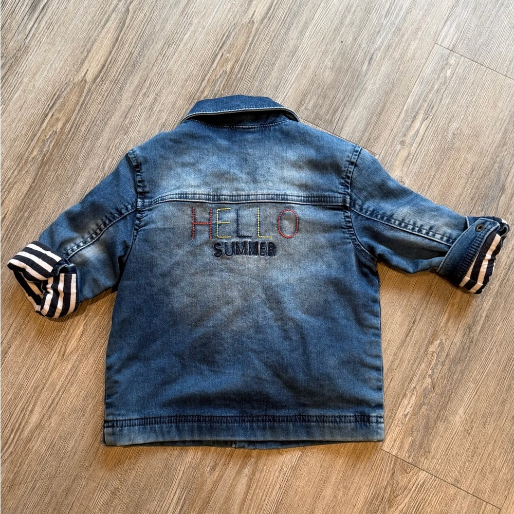 “Hello Summer” Mayoral Denim + Striped Jacket